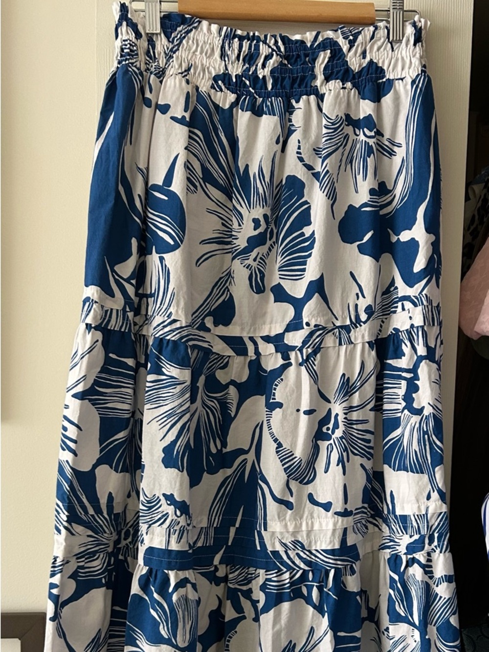 Anthropologie Blue and White Floral Somerset Skirt